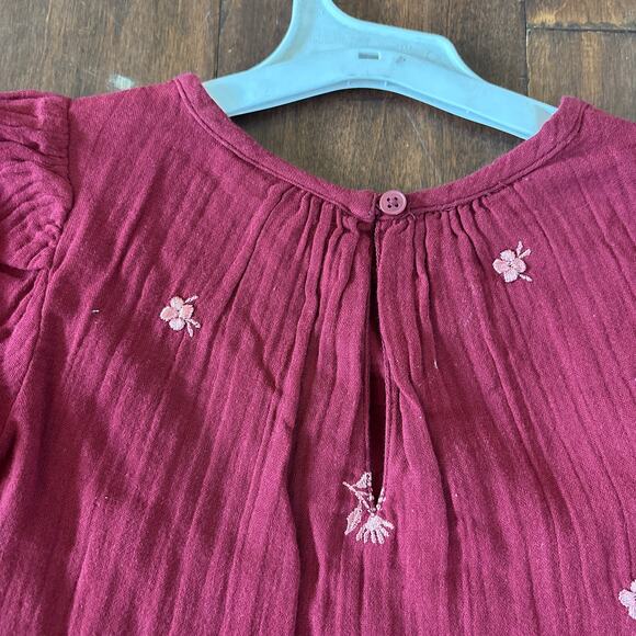 Cat and Jack Girls 5T Dress Red Floral Embroidered Gauzy Short Sleeve NEW - Picture 8 of 9